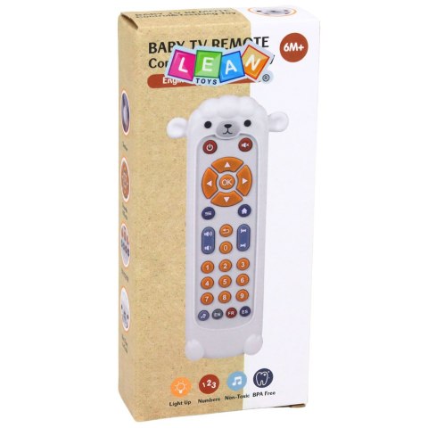 Pilot Interaktywny Edukacyjny Gryzak Światła Dźwięki Owieczka Biały LEAN Toys