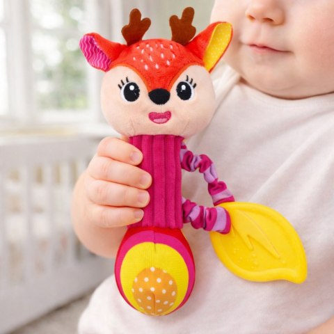 Pluszowa Grzechotka Jelonek Z Gryzakiem i Piszczałką Dla Niemowląt LEAN TOYS
