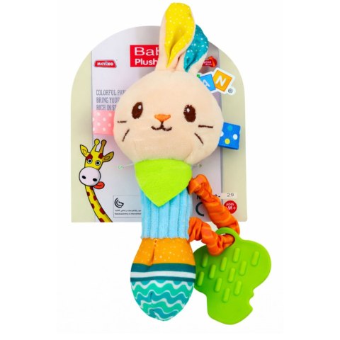 Pluszowa Grzechotka Zajączek Z Gryzakiem i Piszczałką Dla Niemowląt LEAN TOYS