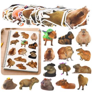 Zestaw Naklejki Kapibara Papierowe Prawdziwe Wizerunki 50 szt. LEAN