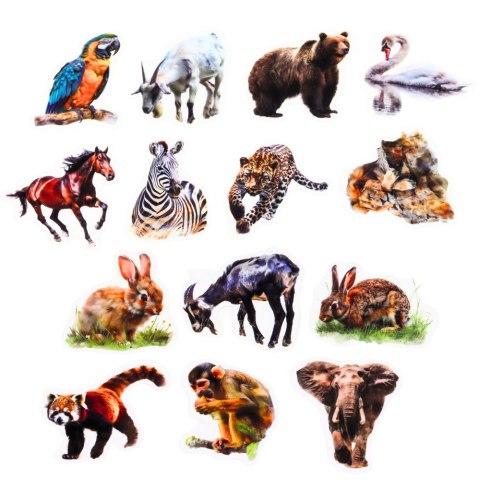 Zestaw Naklejki Z Dzikimi Zwierzętami Śliskie Przeźroczyste 50 szt. LEAN