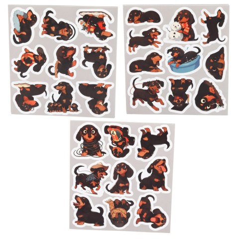 Zestaw Naklejki Z Jamnikami Do Ozdabiania Różne Motywy 54 szt. LEAN TOYS