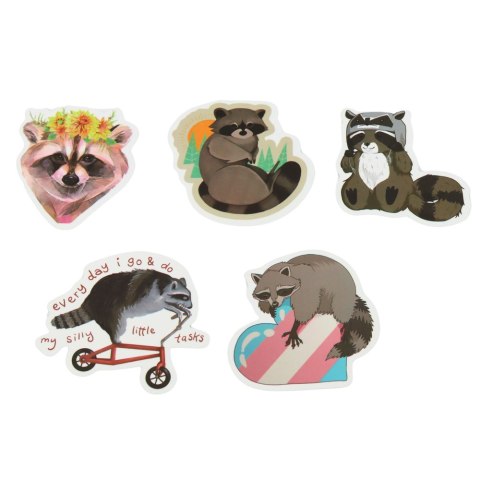 Zestaw Naklejki Z Szopem Dekoracyjne Różne Motywy 50 szt. 7-8 cm LEAN