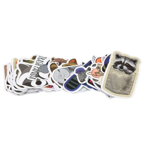 Zestaw Naklejki Z Szopem Dekoracyjne Różne Motywy 50 szt. 7-8 cm LEAN