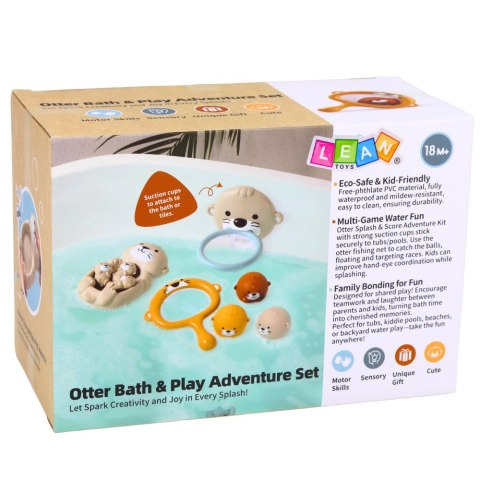 Zestaw Zabawki Do Kąpieli Wydra Rodzinka Kosz Piłeczki 7 el. LEAN Toys