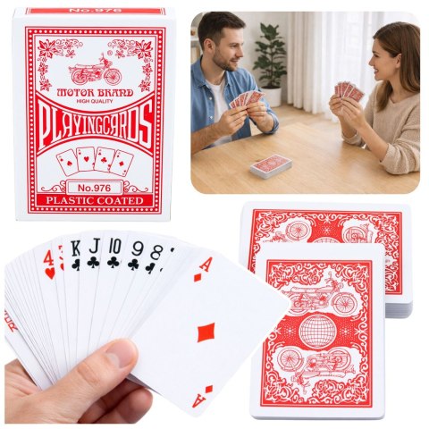 Klasyczne Karty Do Gry Plastikowa Powłoka Talia Czerwone LEAN TOYS