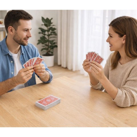 Klasyczne Karty Do Gry Plastikowa Powłoka Talia Czerwone LEAN TOYS