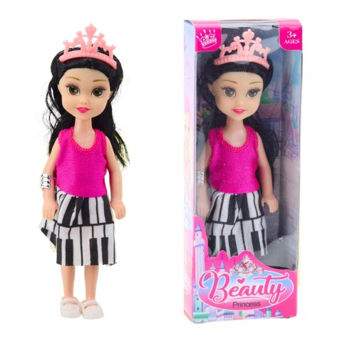 Mini Laleczka Księżniczka Z Koroną Kolorowa Sukienka 14cm Mix LEAN TOYS