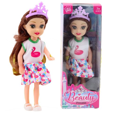 Mini Laleczka Księżniczka Z Koroną Kolorowa Sukienka 14cm Mix LEAN TOYS