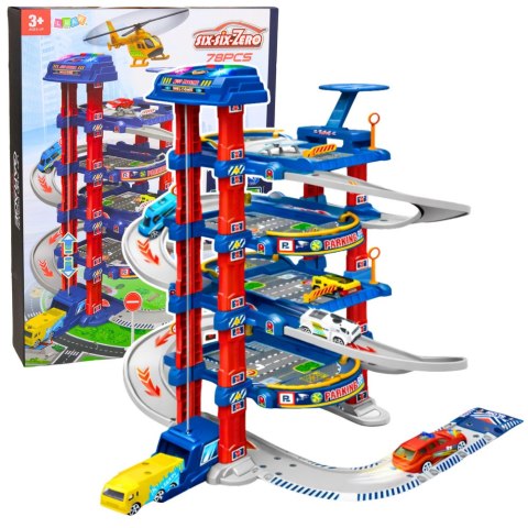 Parking Tor Samochodowy Winda Elektryczna Zjeżdżalnia Dla Autek Helikopter LEAN Toys