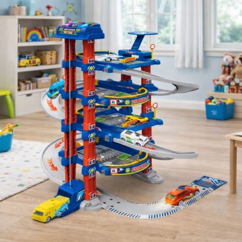 Parking Tor Samochodowy Winda Elektryczna Zjeżdżalnia Dla Autek Helikopter LEAN Toys