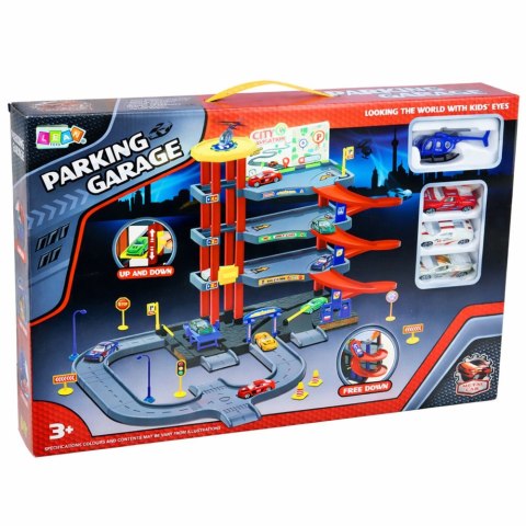 Parking Wielopoziomowy 4 Poziomy Z Windą Helikopter Autka 70 el. LEAN Toys