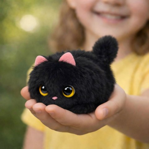 Pluszowy Czarny Kotek z Kręcącym Ogonkiem Dźwięki Piszczenia Brelok 9 cm LEAN Toys