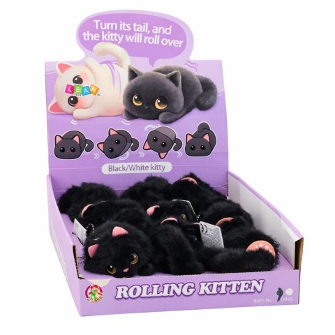 Pluszowy Czarny Kotek z Kręcącym Ogonkiem Dźwięki Piszczenia Brelok 9 cm LEAN Toys