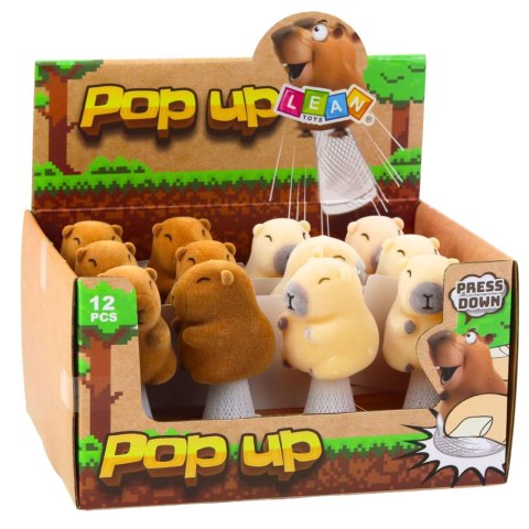 Skacząca Kapibara Na Sprężynie Pop Up Beżowa Brązowa 10cm LEAN TOYS