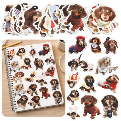 Zestaw Naklejki Z Pieskami Spaniel Papierowe Do Ozdabiania 50 szt. LEAN