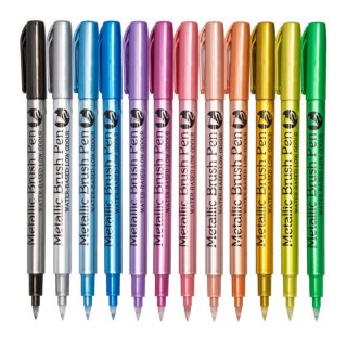 Zestaw Pisaki Metaliczne Nylonowe Ozdobne Kolorowe 12 szt. LEAN