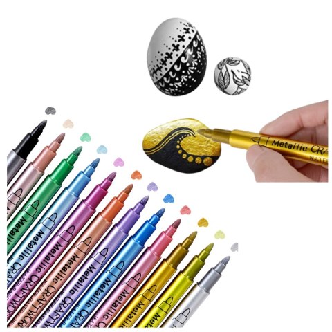 Zestaw Pisaki Metaliczne Nylonowe Ozdobne Kolorowe 12 szt. LEAN