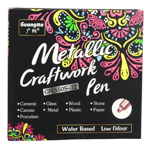 Zestaw Pisaki Metaliczne Nylonowe Ozdobne Kolorowe 12 szt. LEAN