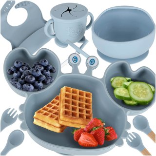 Naczynia silikonowe dla dzieci niemowląt krab zestaw 9 elementów niebieskie Kik Sp. z o. o. Sp. k.