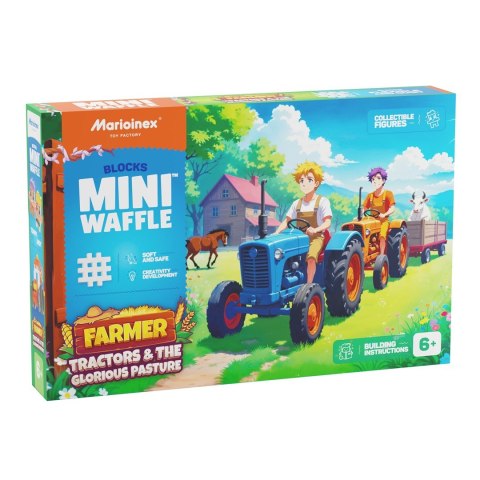 MARIOINEX Klocki Mini Waffle Farmer Traktory i wypasiona łąka, 110 elementów