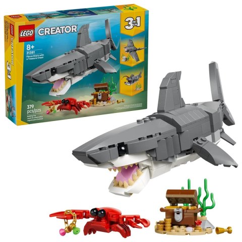 LEGO Creator 3w1 31381 - Groźny rekin i skrzynia ze skarbem