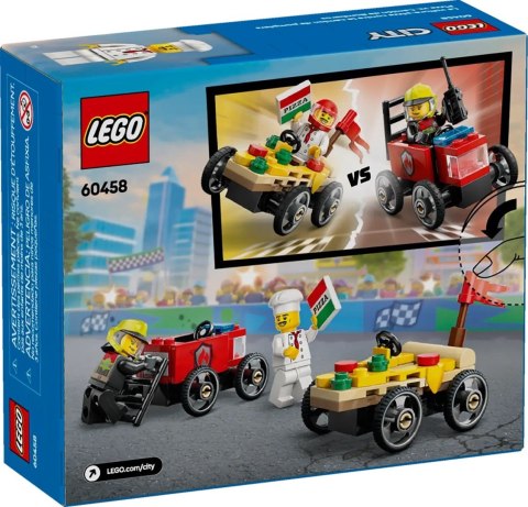 LEGO City 60458 - Zestaw wyścigówek: pizza kontra wóz strażacki