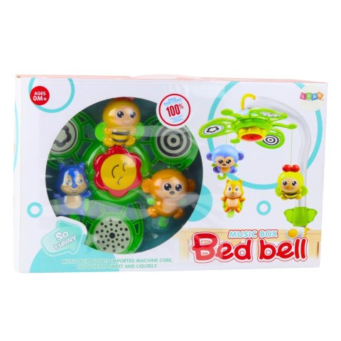 Karuzelka do Łóżeczka z Pozytywką Bed Bell Zawieszki Zwierzątka 2w1 LEAN Toys