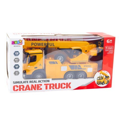 Dźwig Z Hakiem Zdalnie Sterowany RC 2.4G 9CH Żółty LEAN Toys