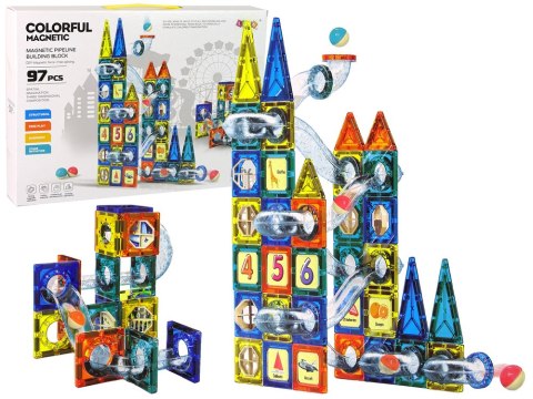 Klocki Magnetyczne Zamek Tor Dla Kulek 97 Elementów LEAN Toys