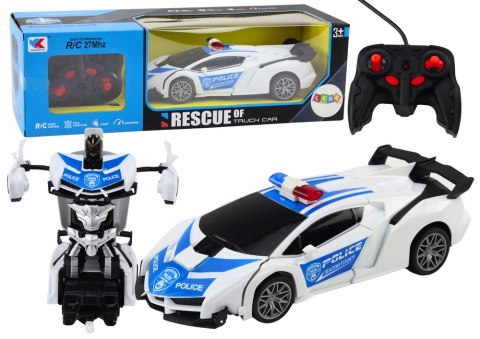 Samochód R/C Policyjny 2w1 Auto Robot Dźwięki Światła LEAN Toys