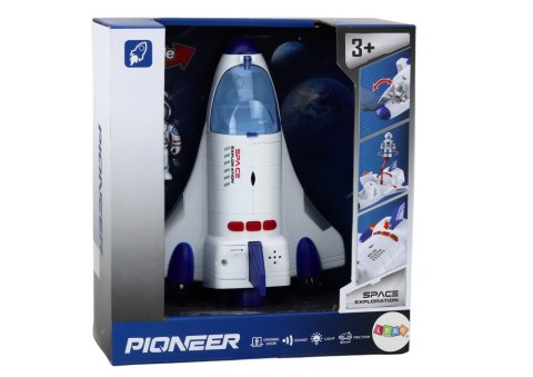Statek Kosmiczny Napęd Światła Dźwięki Kosmonauta Biały LEAN Toys