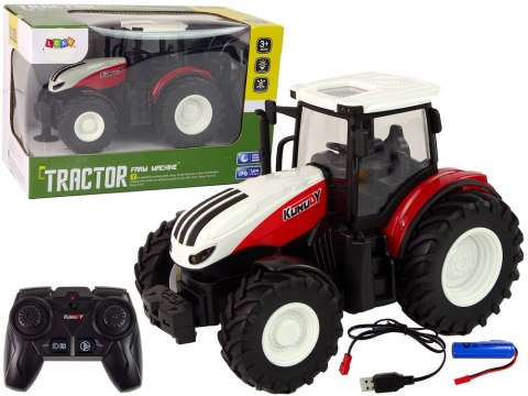 Traktor Rolniczy 1:24 Zdalnie sterowany R/C Pilot Farma Biało Czerwony LEAN Toys
