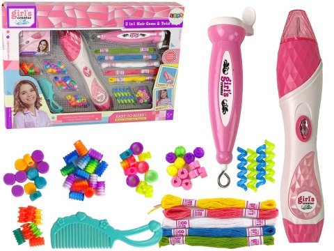 Zestaw Do Zaplatania Włosów 2 w 1 Koraliki LEAN Toys