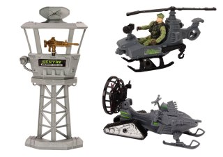 Zestaw Militarny Wojskowy Wóz Bojowy Helikopter Żołnierze Akcesoria Dźwięki LEAN Toys