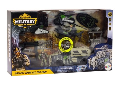 Zestaw Militarny Wojskowy Wóz Bojowy Helikopter Żołnierze Akcesoria Dźwięki LEAN Toys