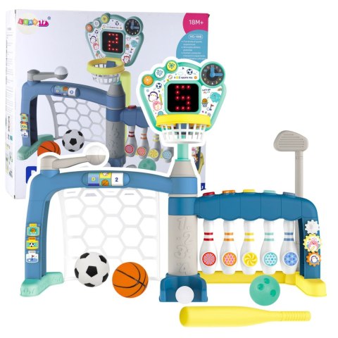 Zestaw Sportowy Wielofunkcyjna Bramka Dla Malucha Tablica LED 5w1 LEAN Toys