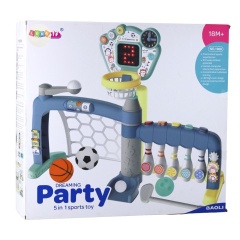 Zestaw Sportowy Wielofunkcyjna Bramka Dla Malucha Tablica LED 5w1 LEAN Toys