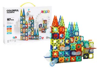 Zestaw Zjeżdżalnia Dla Kulek Klocki Magnetyczne 168 Elementów LEAN Toys