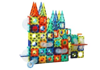 Zestaw Zjeżdżalnia Dla Kulek Klocki Magnetyczne 168 Elementów LEAN Toys