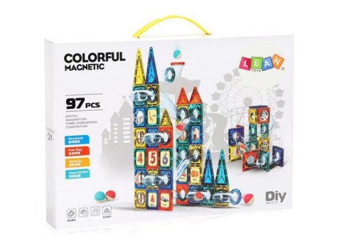 Zestaw Zjeżdżalnia Dla Kulek Klocki Magnetyczne 168 Elementów LEAN Toys