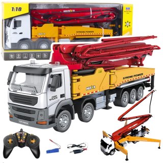 Ciężarówka Budowlana Betoniarka Z Pompą Huina Metalowa 1:18 HUINA