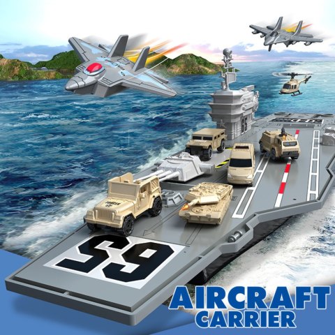 Duży Lotniskowiec Wojskowy Myśliwce Czołgi Pojazdy 70cm LEAN Toys