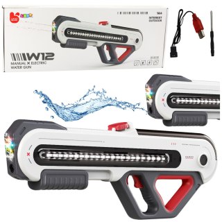Duży Pistolet Karabin W12 Elektryczny Na Wodę LED Biały 60cm LEAN Toys