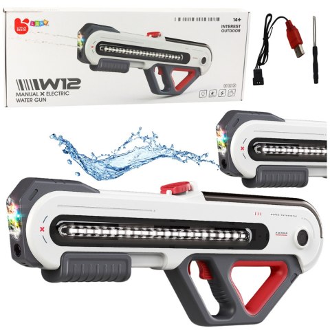 Duży Pistolet Karabin W12 Elektryczny Na Wodę LED Biały 60cm LEAN Toys