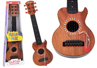 Gitara Zabawkowa Dla Dzieci Brązowa Drewno Kostka Do Gry LEAN Toys