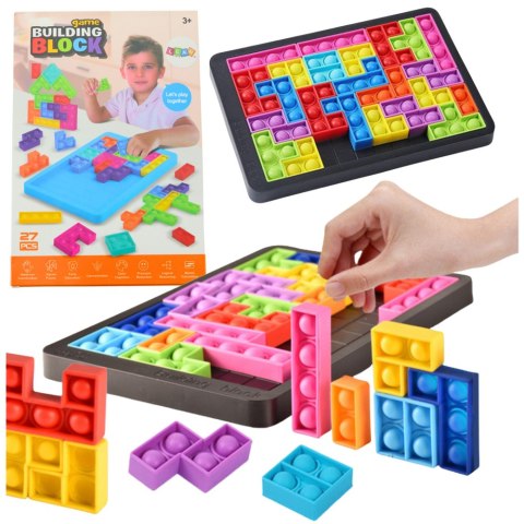 Gra Tetris Pop-It Układanka Puzzle 3w1 Sensoryczna Kolorowa 27el LEAN Toys