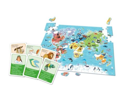 Gra edukacyjna Puzzle Quizy Zwierzęta Odkrywamy Świat Uczę się Bawiąc Język Polski Clementoni 50779 Clementoni