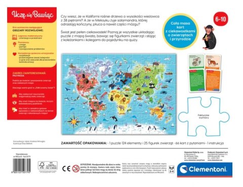 Gra edukacyjna Puzzle Quizy Zwierzęta Odkrywamy Świat Uczę się Bawiąc Język Polski Clementoni 50779 Clementoni