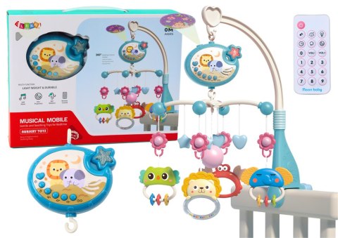 Karuzela Do Łóżeczka Projektor Pozytywka Lampka 400 Kołysanek Niebieska LEAN Toys